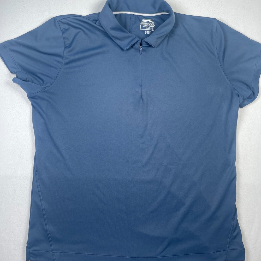 Slazenger Mens Large Blue Golf Polo Shirt Performance Stretch‎ Athletic